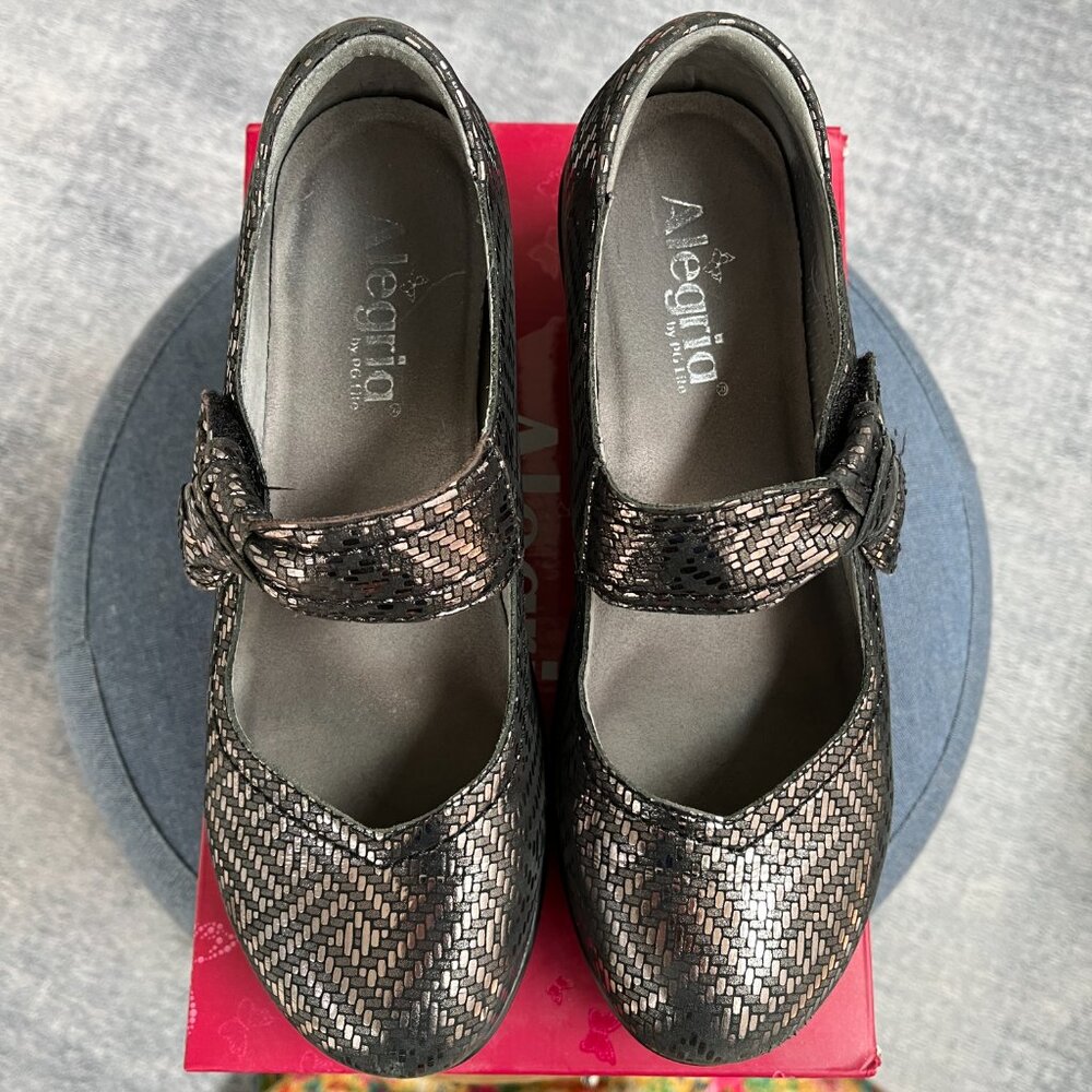 Alegria Ella Mary Jane Pewter Dazzler Silver Snake Print US 8-8.5 (EU39)